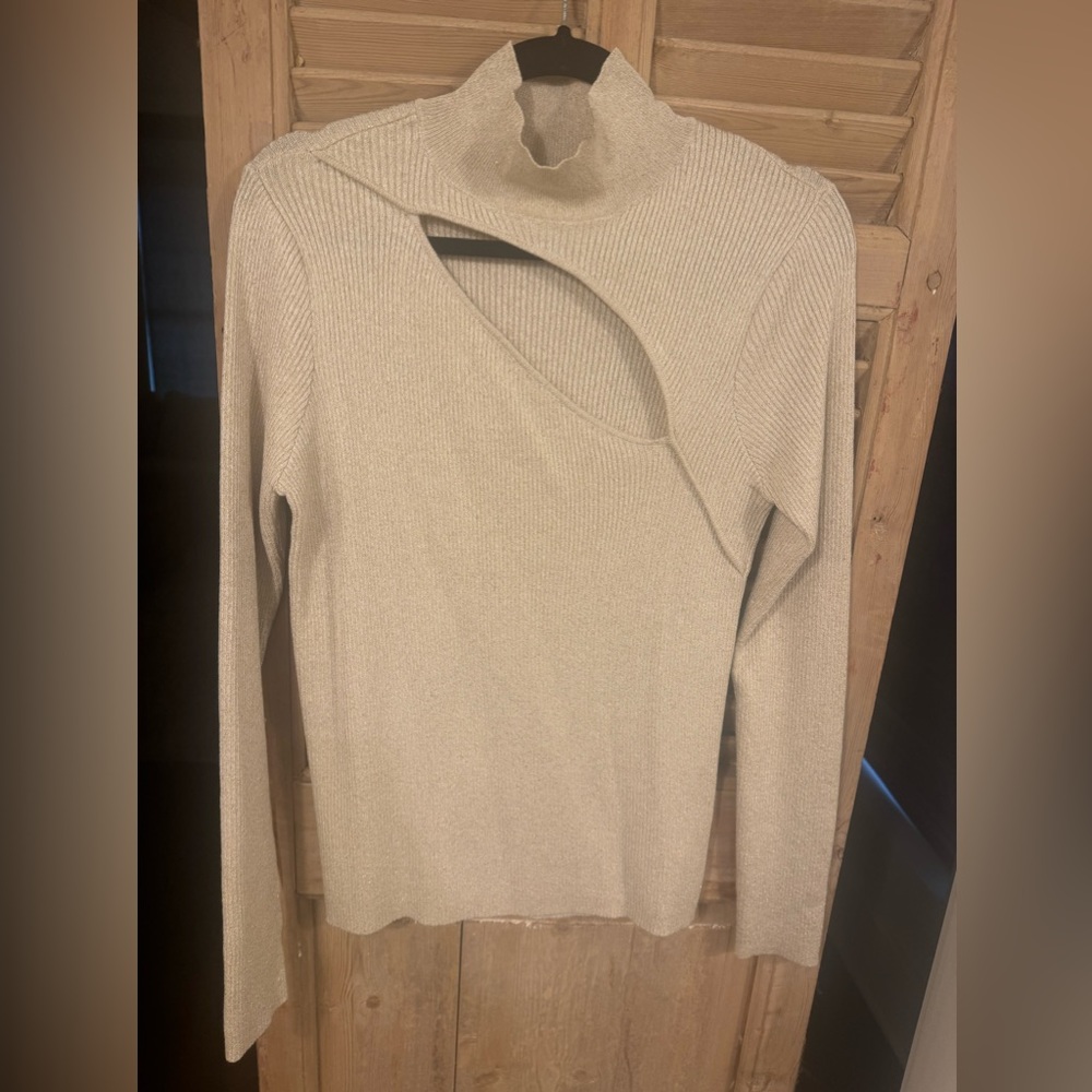 Gold/Tan slit front sweater